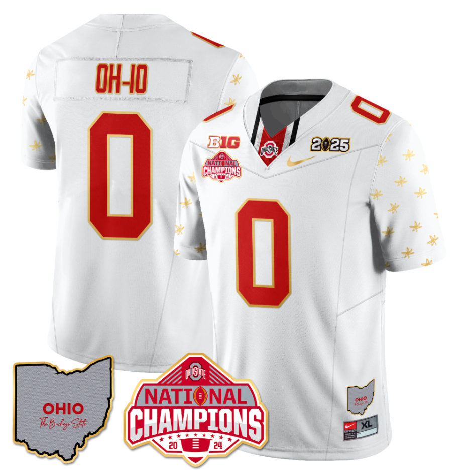 OH-IO Jersey #0 Ohio State National Champions 2025 Patch White Limited