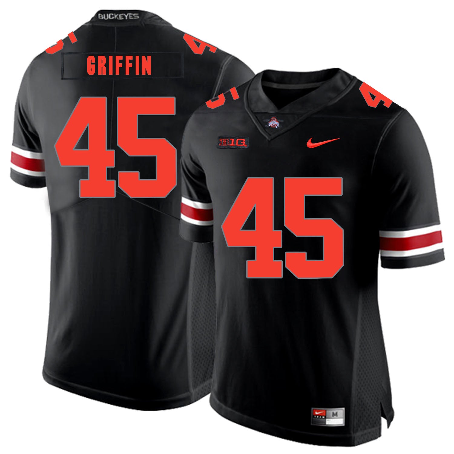 Ohio State Buckeyes #45 Archie Griffin Football Jersey Black Shadow