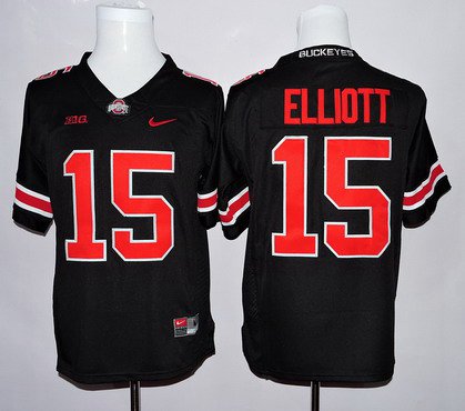 Ohio State Buckeyes #15 Ezekiel Elliott Black With Red College Football Limited Jersey