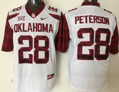 Oklahoma Sooners #28 Adrian Peterson White 2016 College Football Jersey