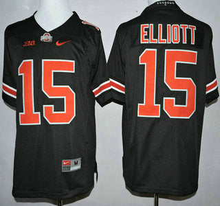 Ohio State Buckeyes #15 Ezekiel Elliott Black With Orange College Football Limited Jersey