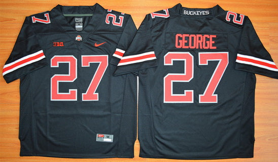 Ohio State Buckeyes #27 Eddie George Black With Red 2015 College Football Limited Jersey