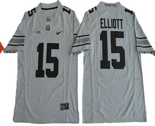 Ohio State Buckeyes #15 Ezekiel Elliott Gridiron Gray II Limited Stitched College Football NCAA Jersey
