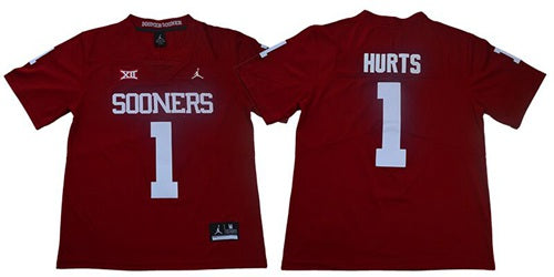 Oklahoma Sooners #1 Jalen Hurts Red Jordan Brand Limited Stitched College Jersey