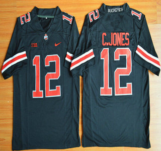 Ohio State Buckeyes #12 Cardale Jones Black With Red 2015 College Football Limited Jersey