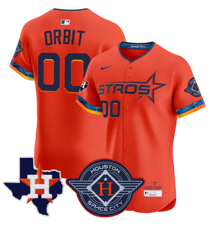 Orbit Jersey #00 Houston Astros 2025 City Connect Texas Patch Premier Elite Stitched White