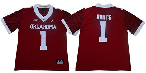 Oklahoma Sooners #1 Jalen Hurts Red Jordan Brand Limited New XII Stitched College Jersey