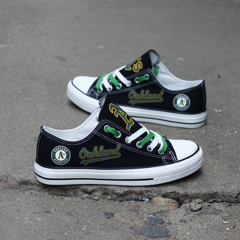 Oakland Athletics Limited Print MLB Baseball Fans Low Top Canvas Shoes Sport Sneakers T-DJ176H