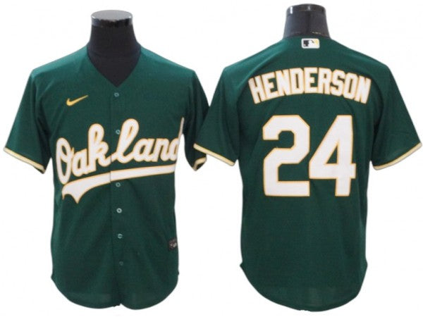 Oakland Athletics #24 Rickey Henderson Green Alternate Jersey