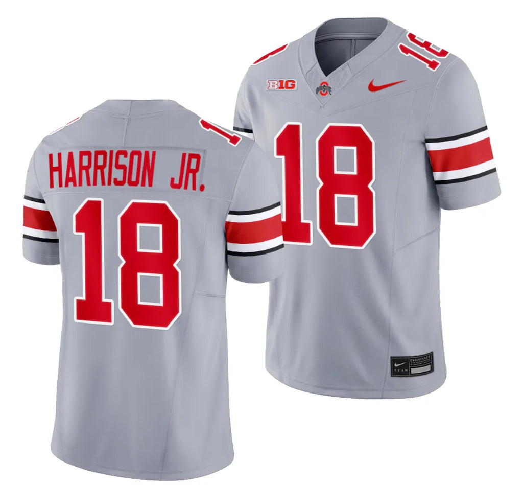 Ohio State Buckeyes #18 Marvin Harrison Jr Jersey Alternate Gray Limited NCAA Football