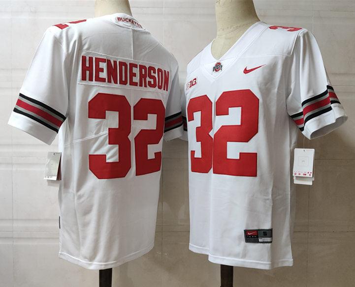 Ohio State Buckeyes #32 Henderson NCAA Football Jersey White
