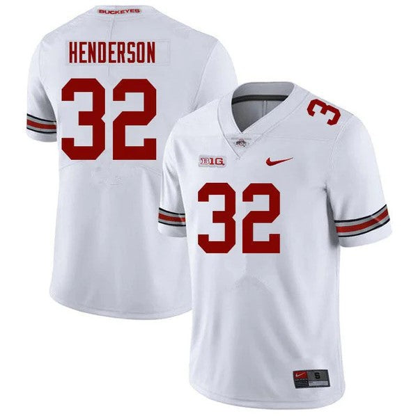 Ohio State Buckeyes #32 TreVeyon Henderson Football Jersey White