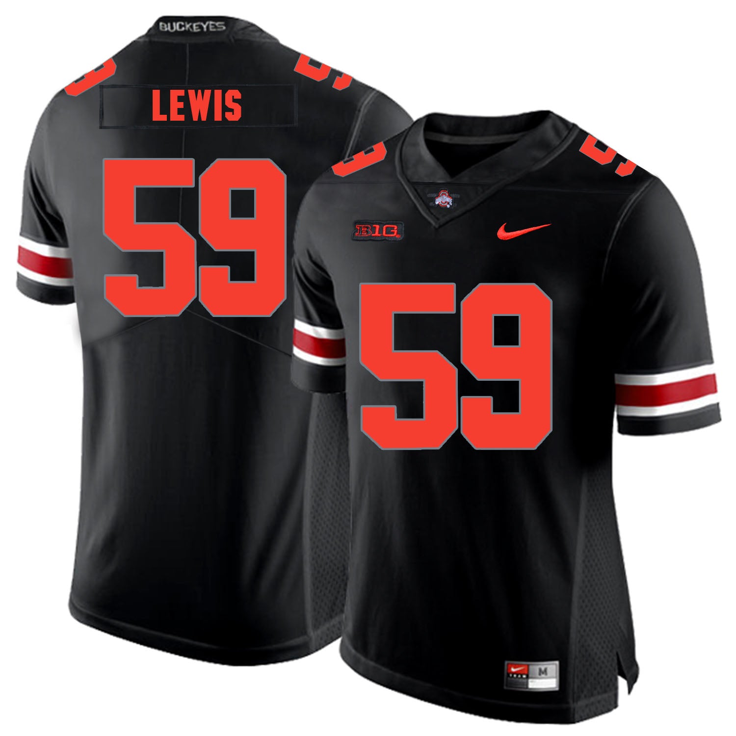 Ohio State Buckeyes #59 Tyquan Lewis Football Jersey Black Shadow