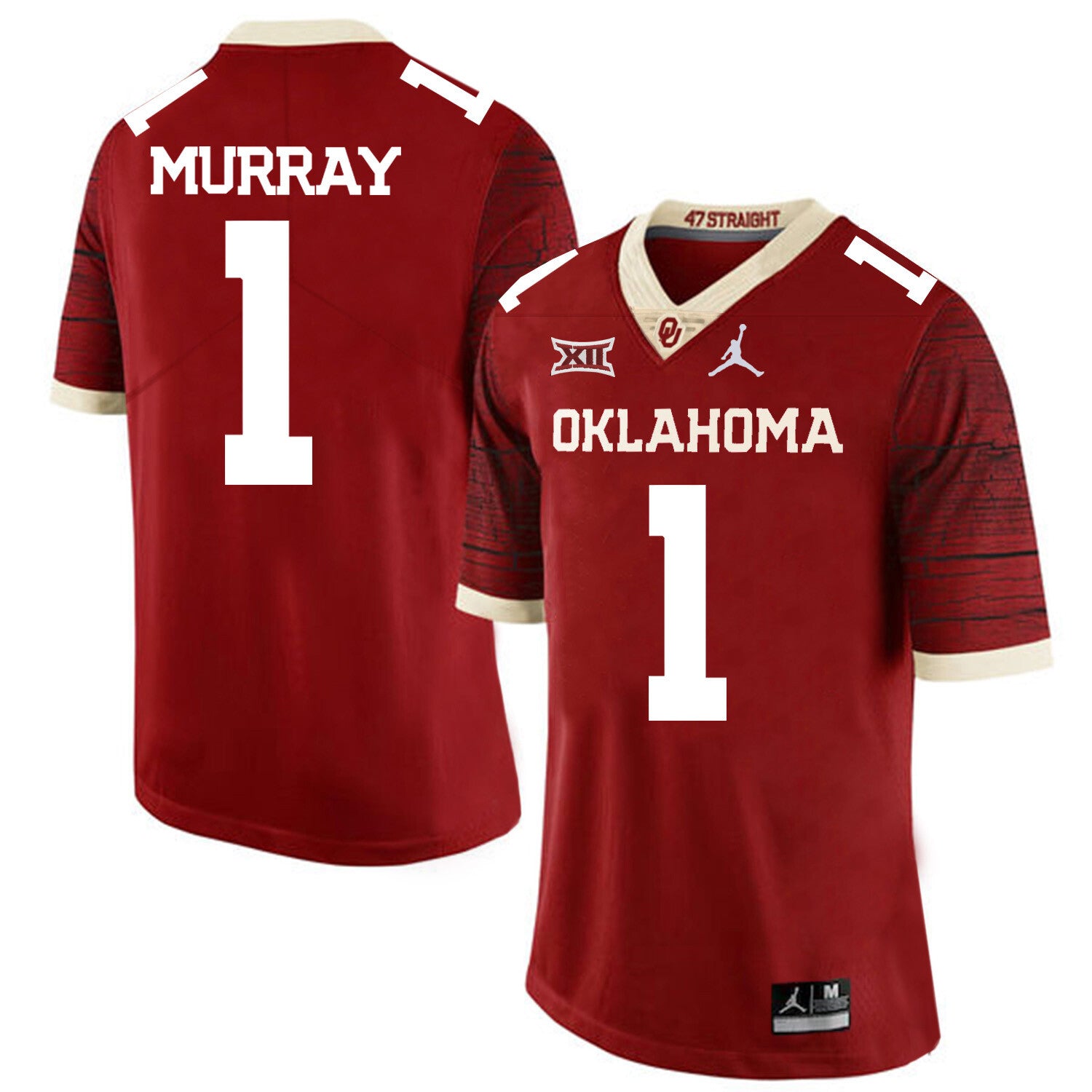 Oklahoma Sooners #1 Kyler Murray Football Jersey Chai Pattern Dark Red