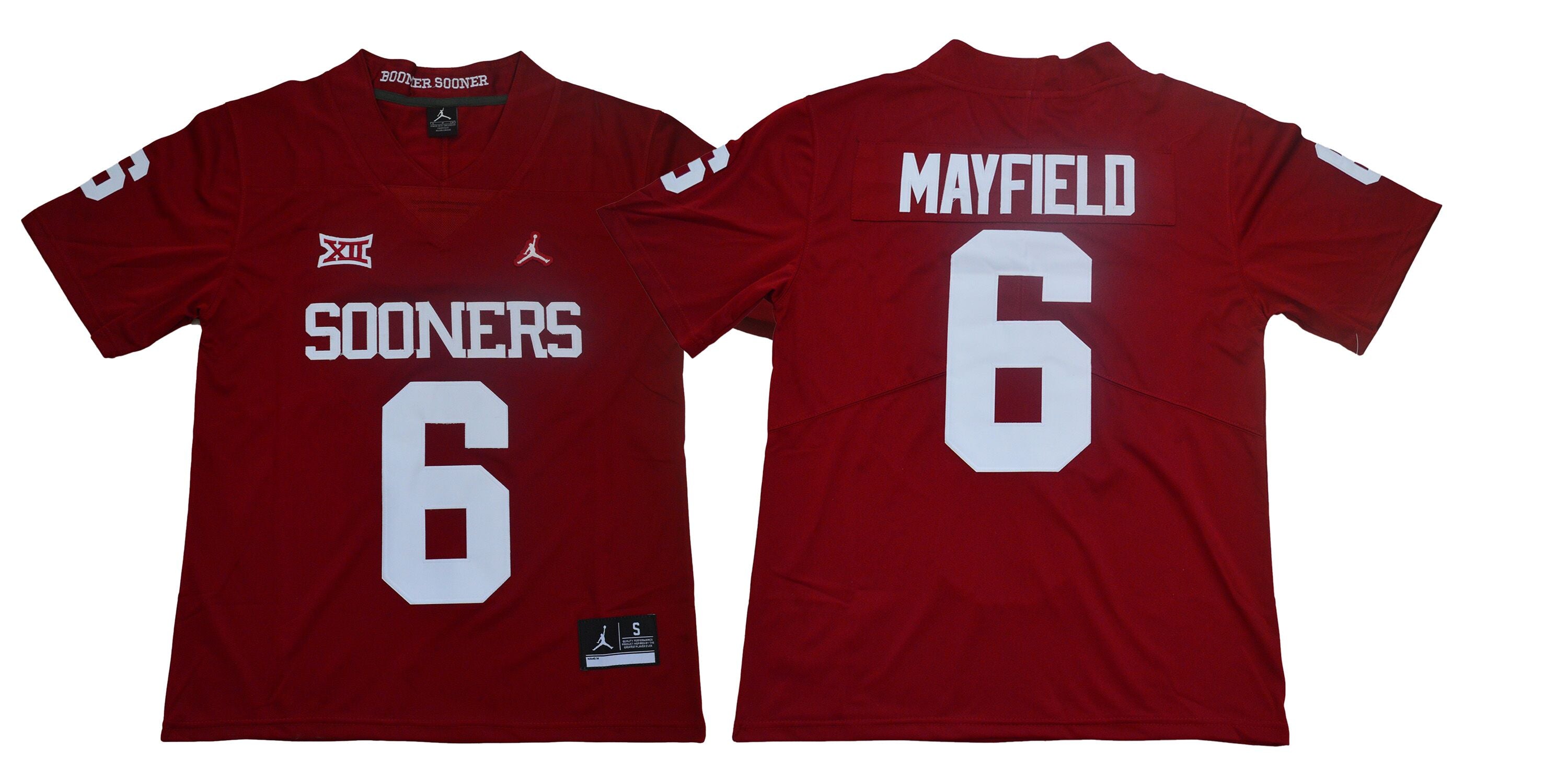 Oklahoma Sooners #6 Baker Mayfield Football Jersey Legendary Red XII Patch