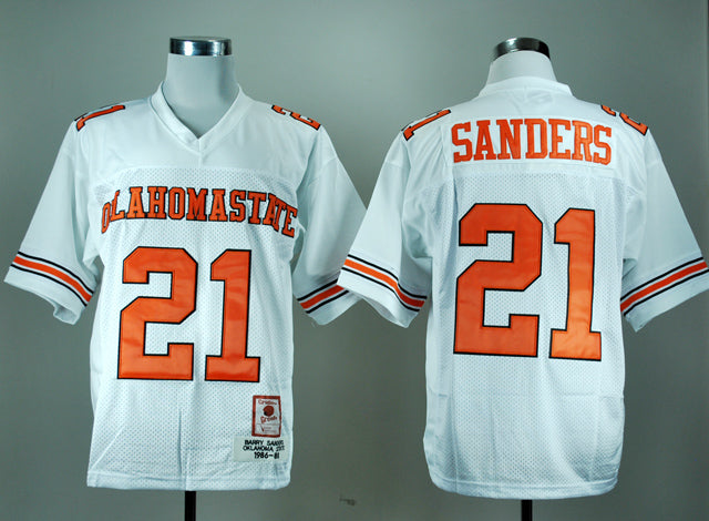 Oklahoma State Cowboys #21 Barry Sanders Football Jersey White