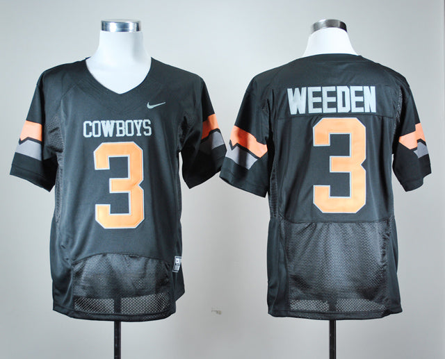 Oklahoma State Cowboys #3 Brandon Weeden NCAA Football Jersey Black
