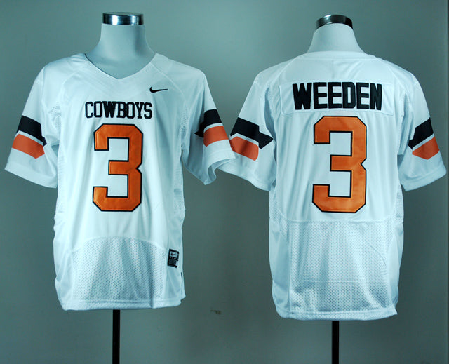 Oklahoma State Cowboys #3 Brandon Weeden NCAA Football Jersey White