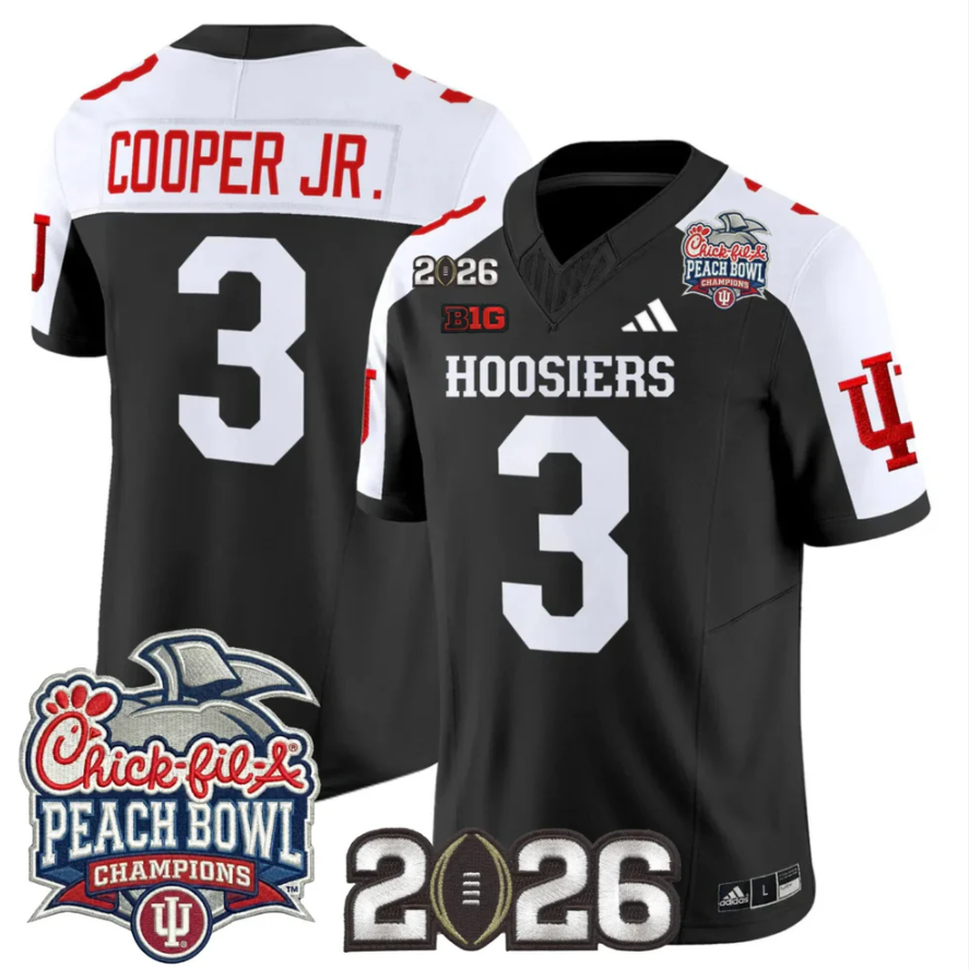 Omar Cooper Jr Jersey #3 Indiana Hoosiers 2026 Peach Bowl Champions Stitched