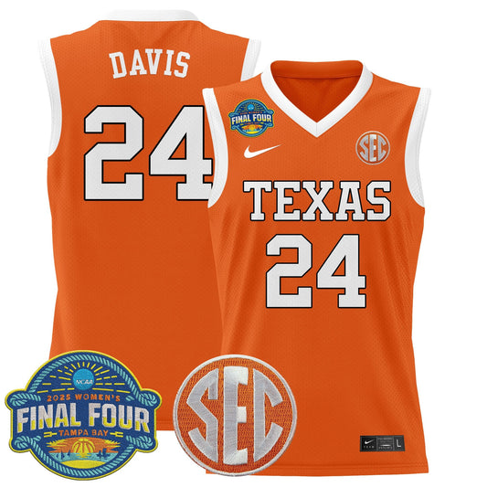 Clarissa Davis Jersey #24 Texas Longhorns 2025 Sec Final Four Patch Orange