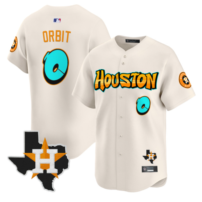 Orbit Jersey #0 Houston Astros Graffiti H-Town Edition Stitched Cream