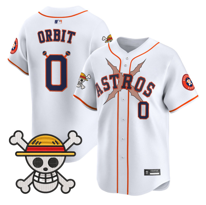 Orbit Jersey #0 Houston Astros One Piece 2025 Vapor Limited Stitched White