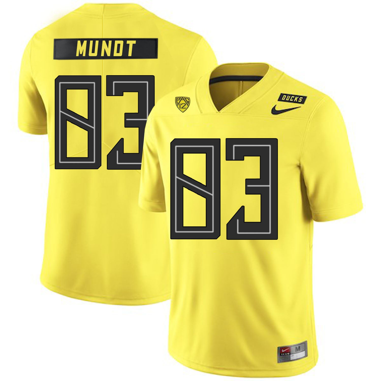 Oregon Ducks #83 Johnny Mundt NCAA College Football Jersey Yellow