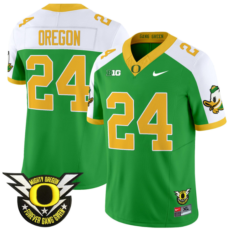 Oregon Jersey #24 Oregon Duck Forever Gang Green Football Green Alternate