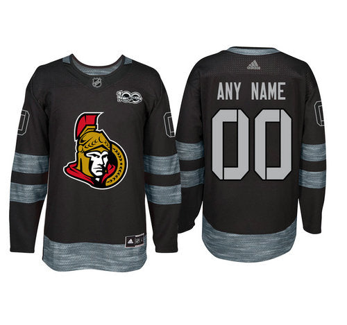 Ottawa Senators Black 1917-2017 100th Anniversary Stitched NHL Custom Jersey