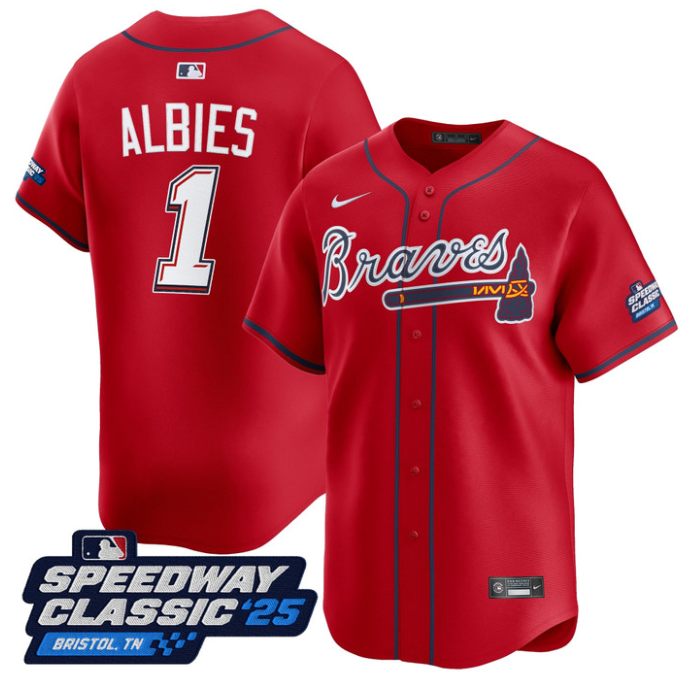 Ozzie Albies Jersey #1 Atlanta Braves Speedway Classic Limited Stitched Red