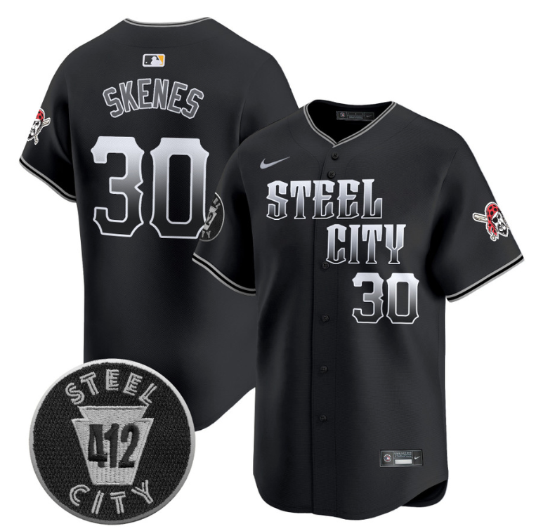 Paul Skenes Jersey #30 Pittsburgh Pirates 412 Patch Vapor Premier Limited V8 Stitched Black