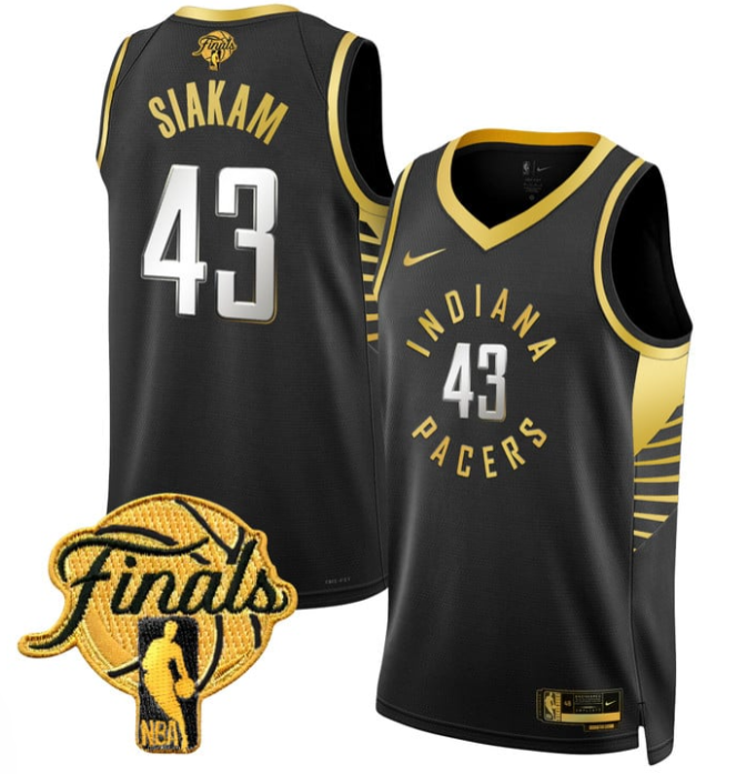 Pascal Siakam Jersey #43 Indiana Pacers 2025 Finals Swingman Stitched Black Gold