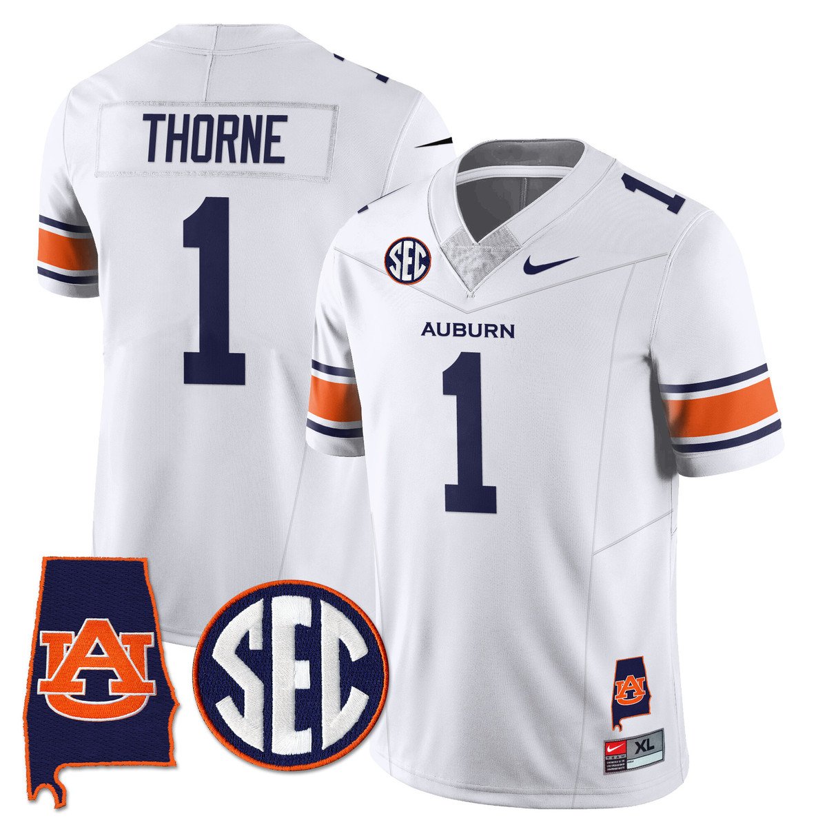 Payton Thorne Jersey #1 Auburn Tigers Alabama Patch Vapor Stitched White