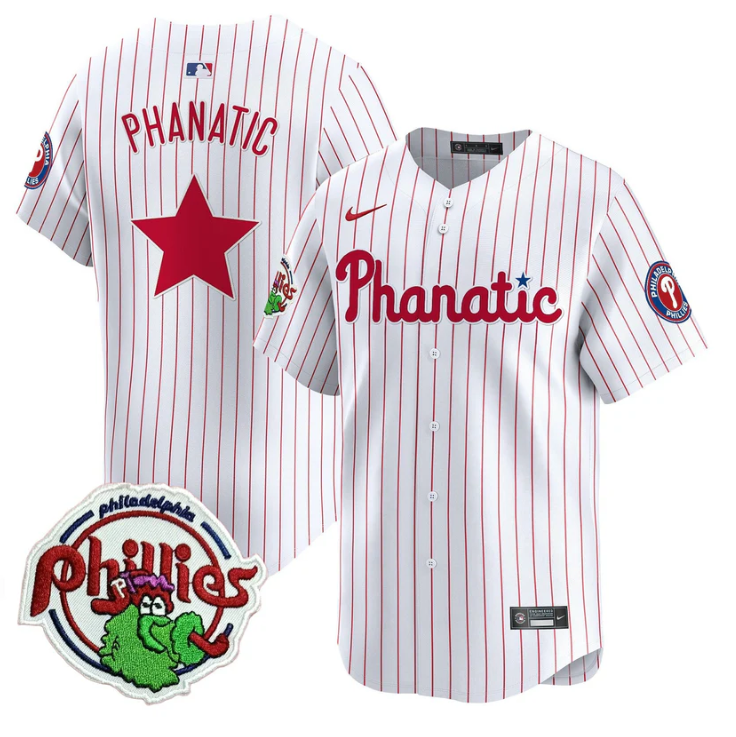 Phanatic Jersey Phillies Phanatic Patch Vapor Premier Limited Stitched White Pinstripe