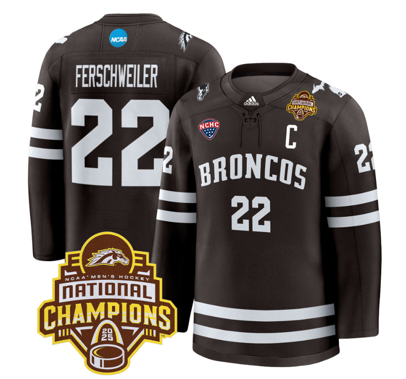 Pat Ferschweiler Jersey #22 Western Michigan Broncos 2025 National Champions Patch Premium Stitched White