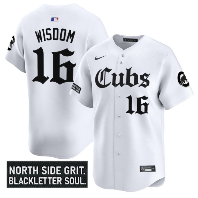 Patrick Wisdom Jersey #16 Chicago Cubs Gothic North Side Edition Vapor Limited Stitched White