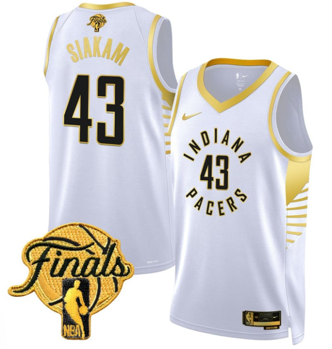 Pascal Siakam Jersey #43 Indiana Pacers 2025 Finals Swingman Stitched White Gold