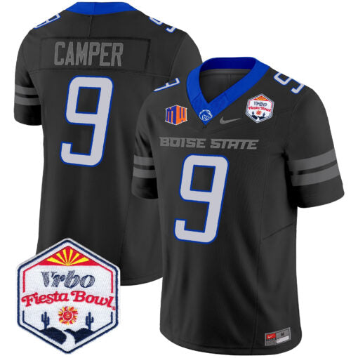 Cameron Camper Jersey #9 Boise State Broncos 2025 Fiesta Bowl Patch Vapor Black