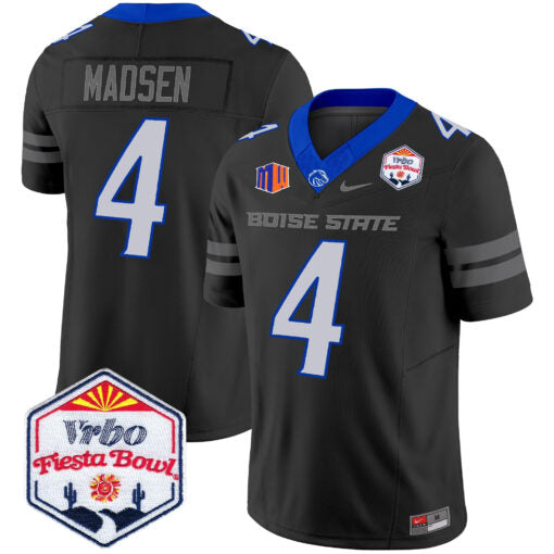 Maddux Madsen Jersey #4 Boise State Broncos 2025 Fiesta Bowl Patch Vapor Black