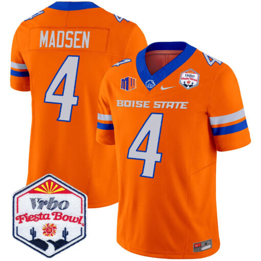 Maddux Madsen Jersey #4 Boise State Broncos 2025 Fiesta Bowl Patch Vapor Orange Alternate