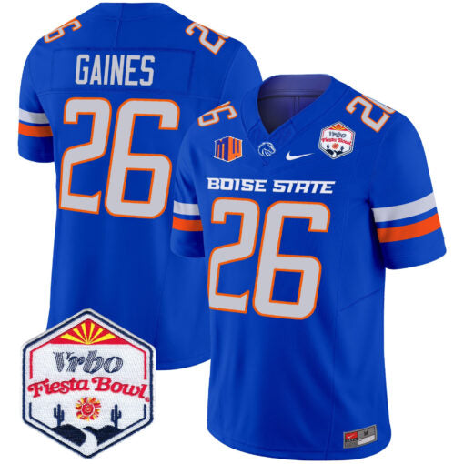 Sire Gaines Jersey #26 Boise State Broncos 2025 Fiesta Bowl Patch Vapor Royal Alternate