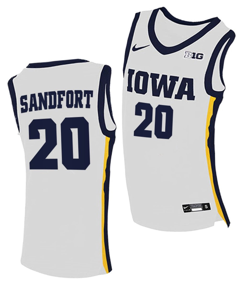 Payton Sandfort Jersey Iowa Hawkeyes College Basketball White #20