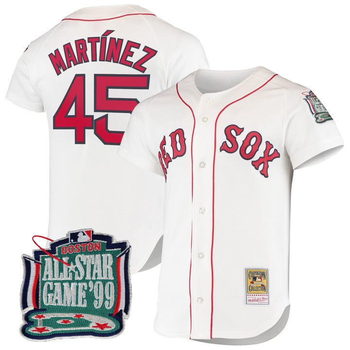 Pedro Martínez Jersey #45 Boston Red Sox Throwback Cooperstown Stitched White