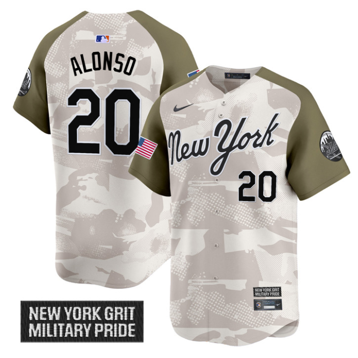 Pete Alonso Jersey #20 New York Mets 2025 Armed Forces Day Vapor Stitched Alternate