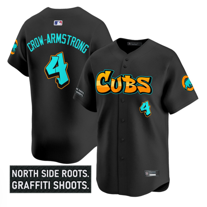 Pete Crow-Armstrong Jersey #4 Chicago Cubs Graffiti North Side Edition Black