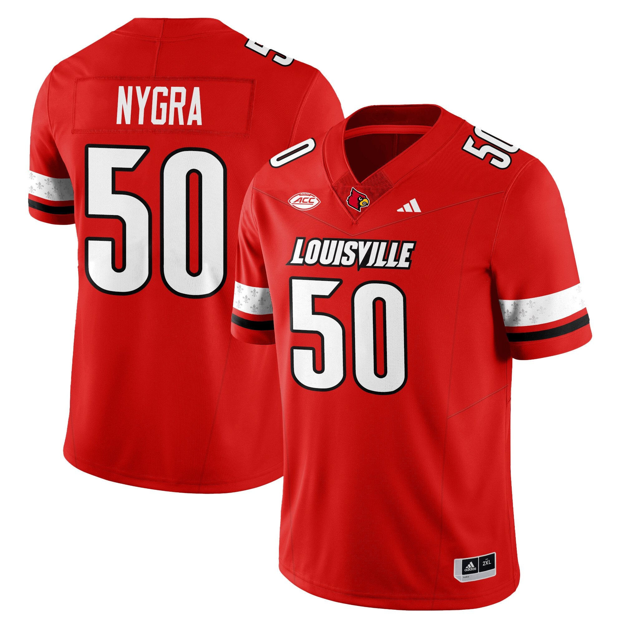 Pete Nygra Jersey #50 Louisville Football 2025 Vapor Limited Stitched Red