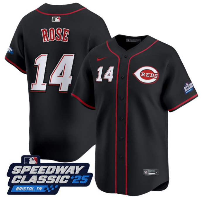 Pete Rose Jersey #14 Cincinnati Reds Speedway Classic Limited Stitched Black
