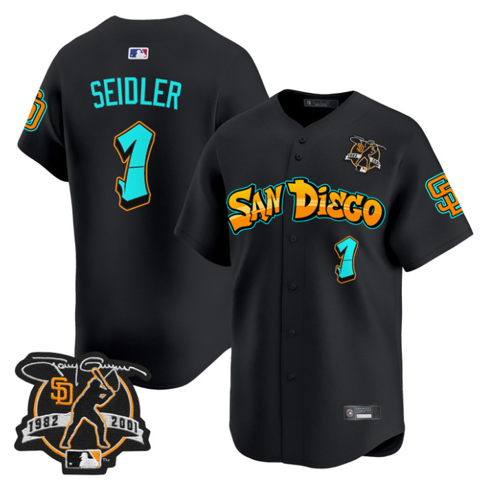 Peter Seidler Jersey #1 San Diego Padres Graffiti Barrio Edition Stitched Black