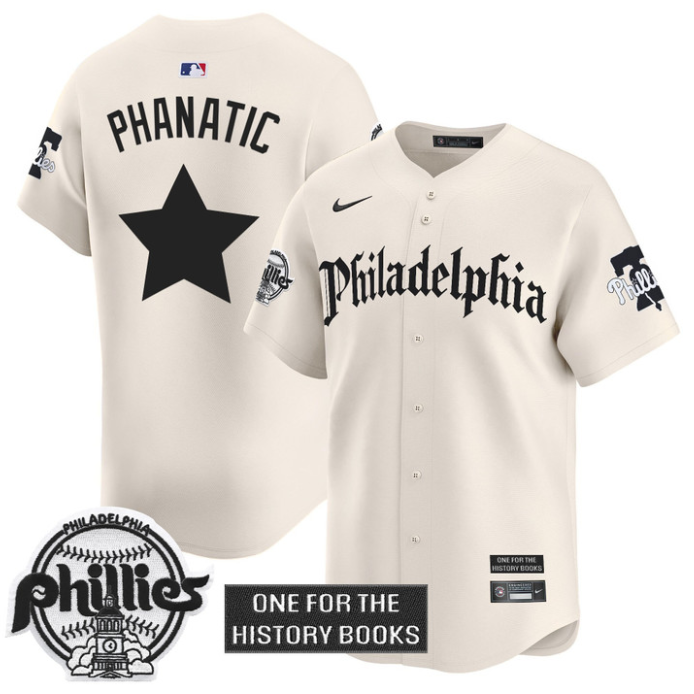 Phanatic Jersey Phillies Retro Newspaper Edition Vapor Premier Limited Stitched Cream