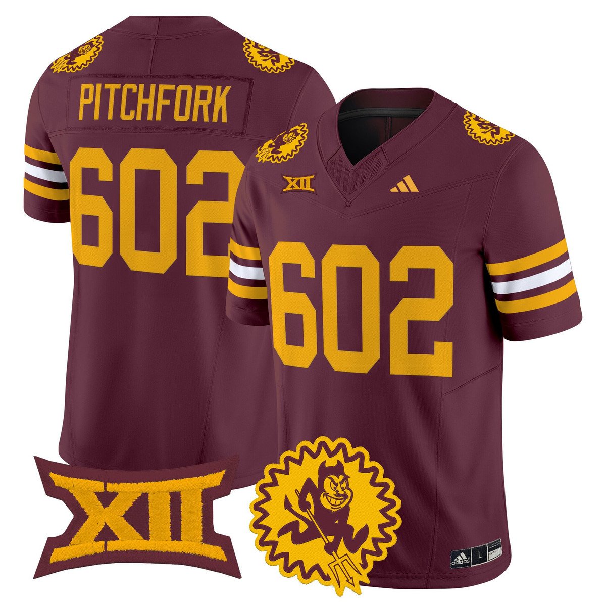 Pitchfork Jersey #602 Arizona State Sun Devils 1975 Throwback Stitched Maroon